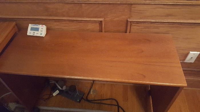 Teak Wood Table  41.75" X 15.75" X 25.5"  Will slide under desk.