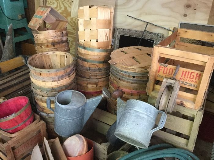 Apple crates and pickers baskets