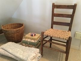 Reed chair primitive baskets