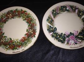 Lenox created the "Colonial Christmas Wreath" plates over a period of time (Shown 1981 and 1991)