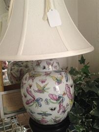 Butterfly ginger jar lamp