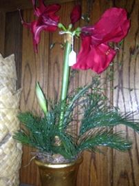 One of two matching floral arrangements