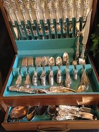 Elegant 12 place settings of Reed & Barton Burgundy sterling silverware (Case NOT included.)