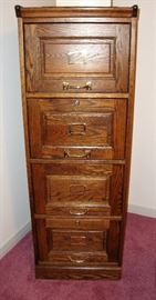 "TALL" SOLID WOOD FILE CABINET WITH KEY - WE HAVE TWO THAT ARE SMALLER IN HEIGHT (SEE NEXT PIC)