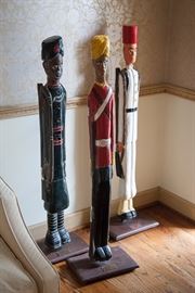Wooden soldiers, India, about 4 ft tall