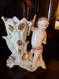 50's Porcelain Vase with Putti Figure