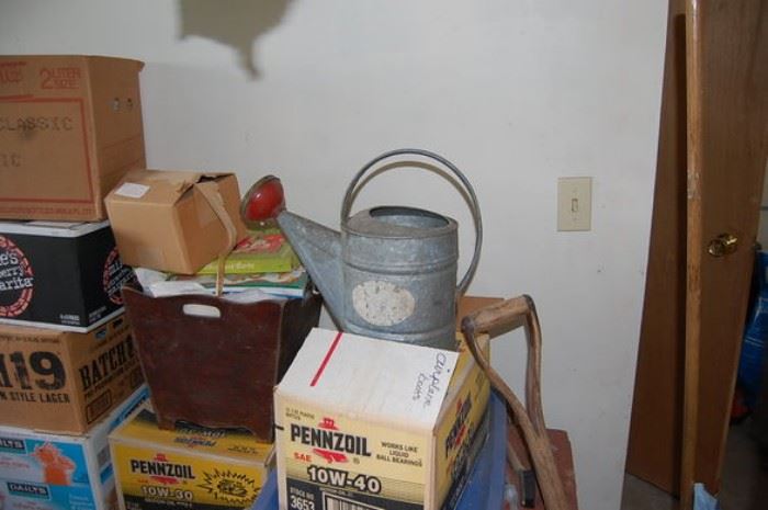 old watering can, etc.