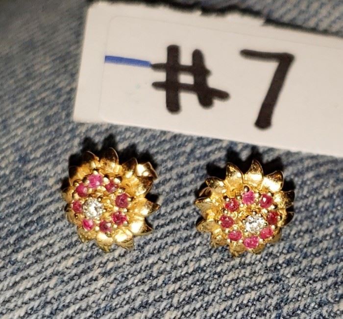 14kt ruby earrings.