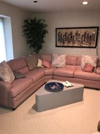 DUSTY PINK LEATHER SECTIONAL