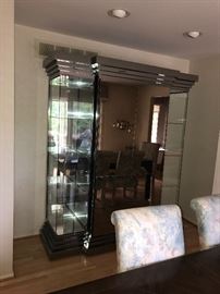 CONTEMPORARY / MODERN 3 PIECE MIRRORED ENTERTAINMENT / CHINA CABINET ( LIGHTED )