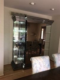 CONTEMPORARY / MODERN 3 PIECE MIRRORED ENTERTAINMENT / CHINA CABINET ( LIGHTED )