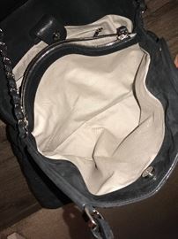 AUTHENTIC CHANEL BLACK SHIMMER LAMB SKIN LEATHER LARGE TOTE-COMES WITH BOX / CARD/RECEIPT (MINT CONDITION)