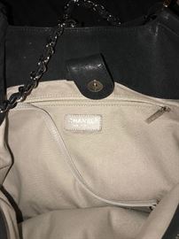 AUTHENTIC CHANEL BLACK SHIMMER LAMB SKIN LEATHER LARGE TOTE-COMES WITH BOX / CARD/RECEIPT (MINT CONDITION)