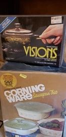 vintage new in box corning ware visions kitchen wares