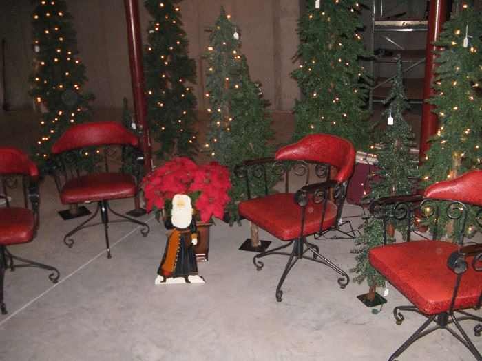 Lighted Christmas Trees and 1970s Vintage Chairs 