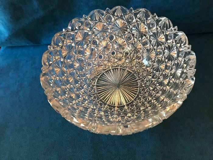 Rare Large Late 19c American Brilliant Period Russian Pattern Cut Glass Bowl 