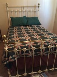 ANTIQUE BED COMPLETE, VINTAGE QUILT- bed sold/ quilt and box spring and mattress still available 