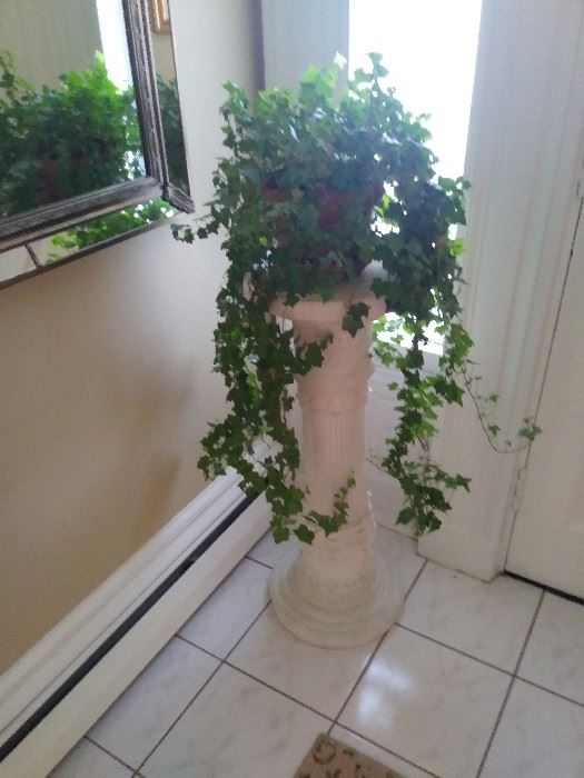 Greek column with plant