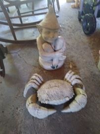 garden gnome and crab (Every yard needs these!)
