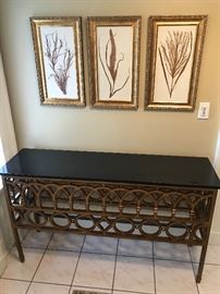 Iron base Sofa table with marble top