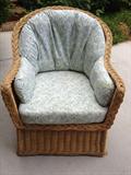 wicker chair and cushion