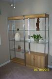 chrome and glass display shelves