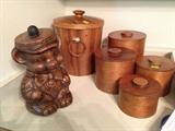 Winnie the Pooh cookie jar, wood canisters, ice bucket
