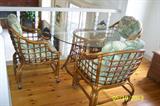rattan and glass table set - 4 chairs