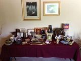 smiths enfield clock, music boxes, misc items