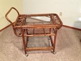 rattan serving cart