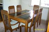 Glass inset dining table with 6 chairs