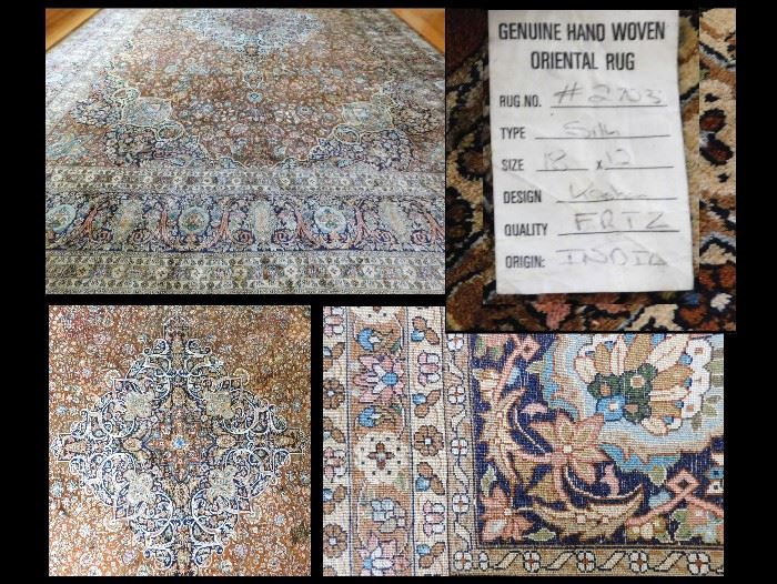 12' by 18' Handwoven Silk Rug from India.