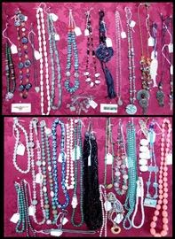 Vintage and Modern Jewelry including Beaded Necklaces, Jade, Turquoise, Glass, Pins and more.