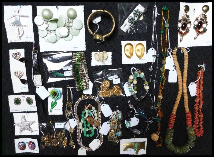 Jewelry: Sterling, Beads, Cufflinks, Enamel, Coral, Winard, Anne Klein Lion Buttons, Malachite, Turo and more.