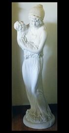Large Plaster Sculpture of Woman with Grapes. 38 inches tall.