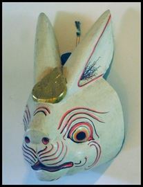 Magical Wooden Bunny Mask. From Mexico possibly?