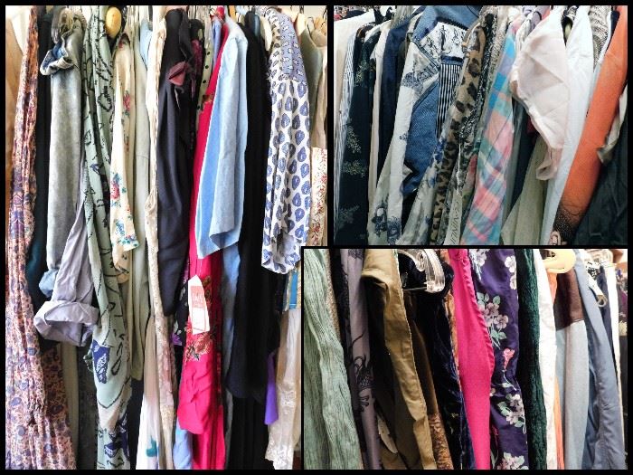 Sampling of the hundreds of Vintage Clothing Items.  Styles that span the decades and in all sizes from tiny to curvy.