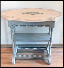 Antique Painted Table 32 inch by 22 inch by 18 inch with spindled legs.
