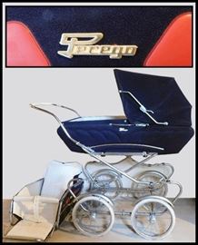 Vintage Italian Perego Baby Buggy with Carrier and Sunscreen.