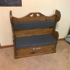 Unique wooden padded bench