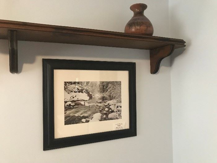 Picture and wooden shelf