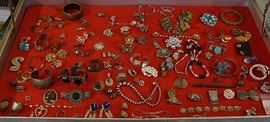 Large array of sterling silver and vintage costume jewelry
