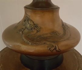 Vintage bronze Japanese lamp base