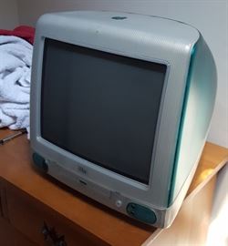Teal vintage iMac computer