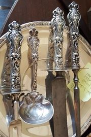 Sterling art nouveau nude carving set