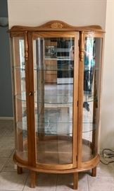 Curved Glass/Oak Display Cabinet