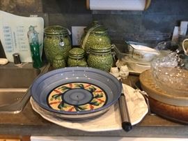 Kitchen canisters and bowls/platter