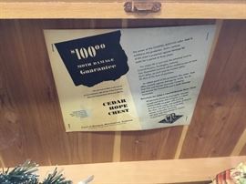 Info on inside of cedar chest