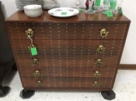 1960's Rosewood silver chest inlaid w/brass & brass drawer pulls