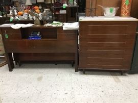 Mid-century Bedroom set w/headboard, footboard, chest of drawers and dresser w/mirror